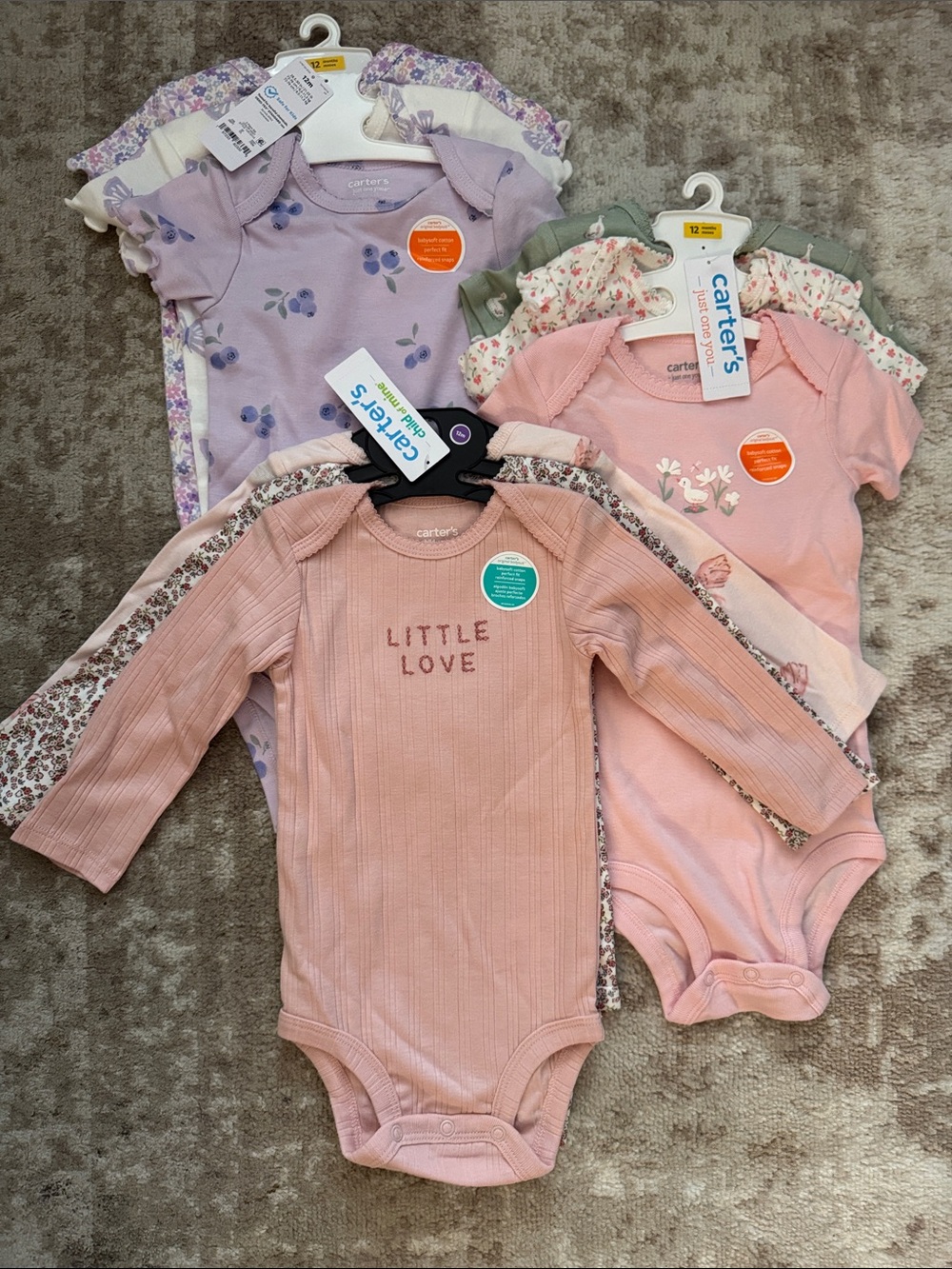 NWT Carter's x9 Bodysuits, 12 month